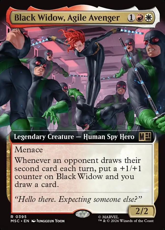 2026 Marvel Super Heroes Commander Black Widow, Agile Avenger #395 rare card image