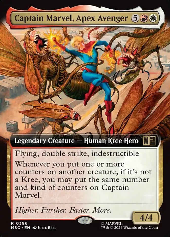 2026 Marvel Super Heroes Commander Captain Marvel, Apex Avenger #396 rare card image