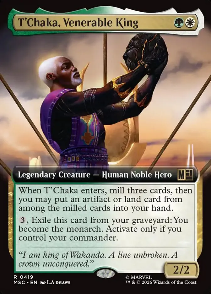 2026 Marvel Super Heroes Commander T'Chaka, Venerable King #419 rare card image
