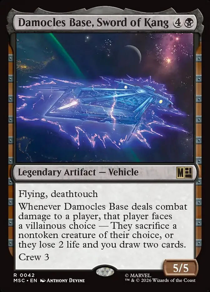 2026 Marvel Super Heroes Commander Damocles Base, Sword of Kang rare #42 rare card image