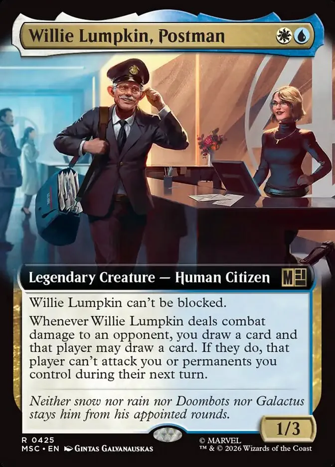 2026 Marvel Super Heroes Commander Willie Lumpkin, Postman #425 rare card image