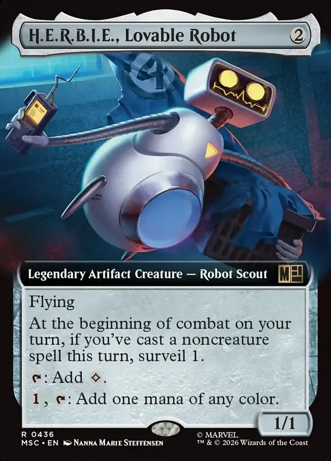2026 Marvel Super Heroes Commander H.E.R.B.I.E., Lovable Robot #436 rare card image