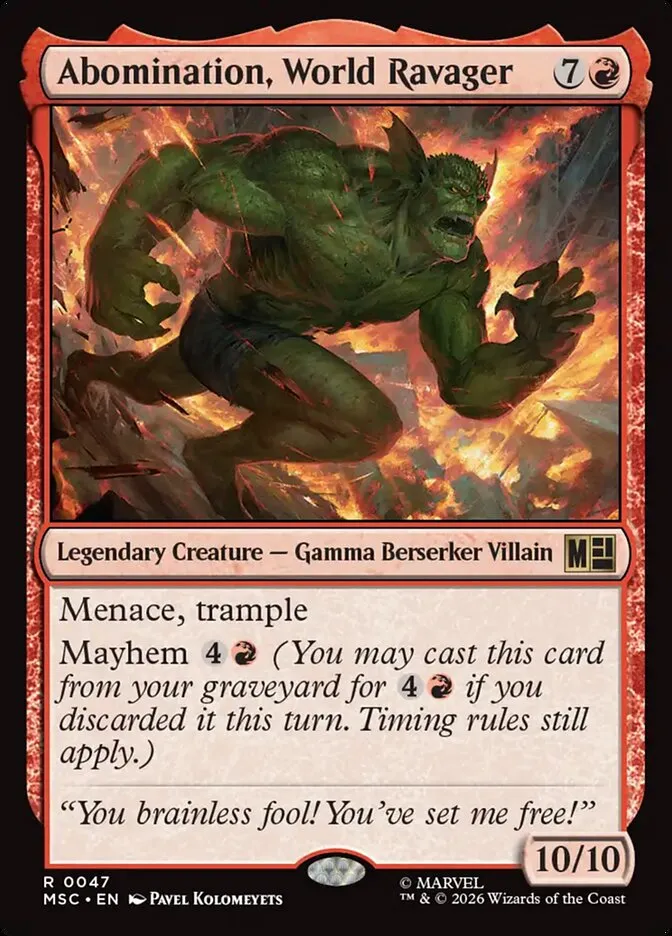 2026 Marvel Super Heroes Commander Abomination, World Ravager rare #47 rare card image