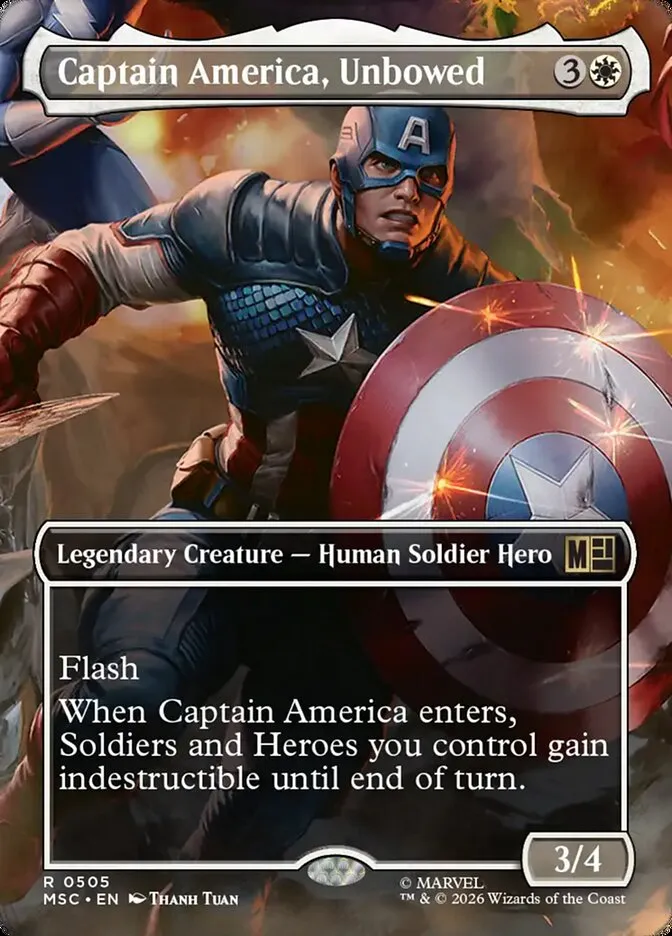 2026 Marvel Super Heroes Commander Captain America, Unbowed #505 rare card image