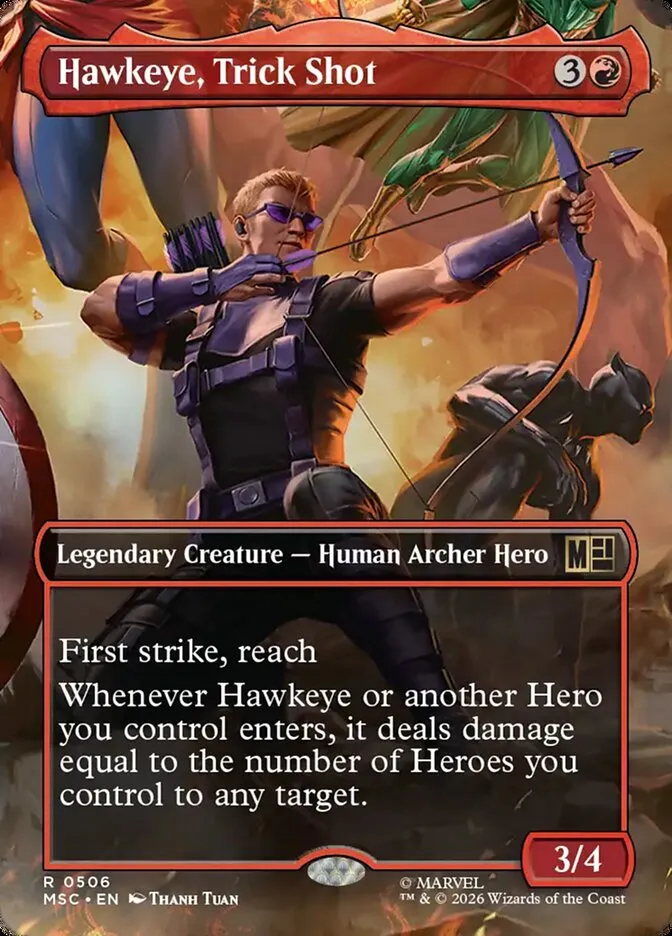 2026 Marvel Super Heroes Commander Hawkeye, Trick Shot #506 rare card image