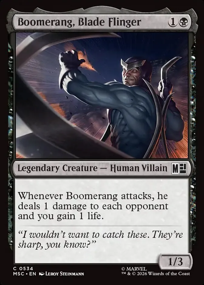 2026 Marvel Super Heroes Commander Boomerang, Blade Flinger common #534 common card image