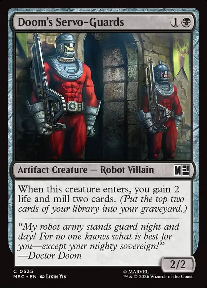 2026 Marvel Super Heroes Commander Doom's Servo-Guards common #535 common card image