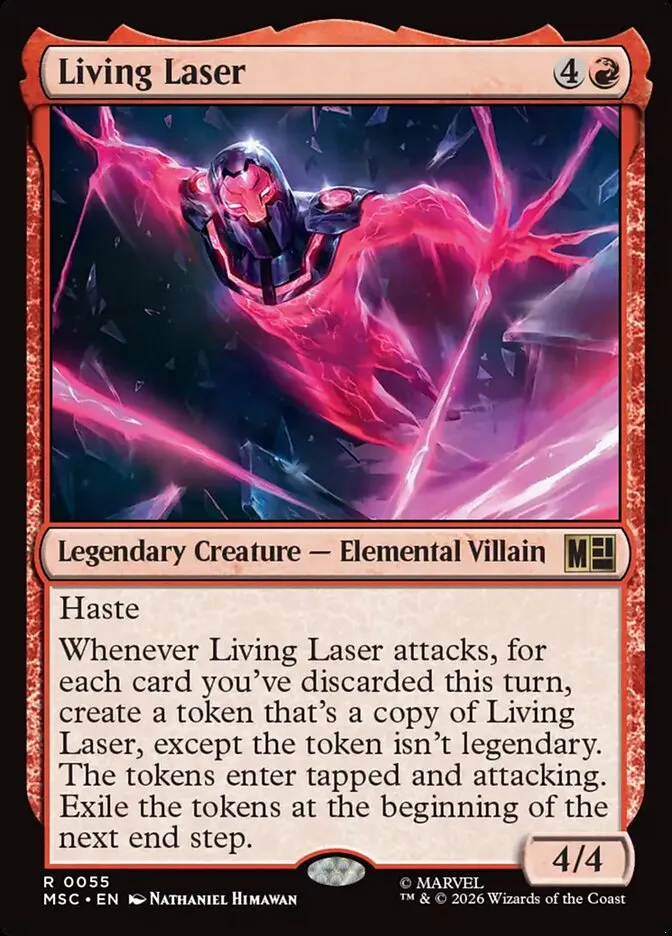 2026 Marvel Super Heroes Commander Living Laser rare #55 rare card image