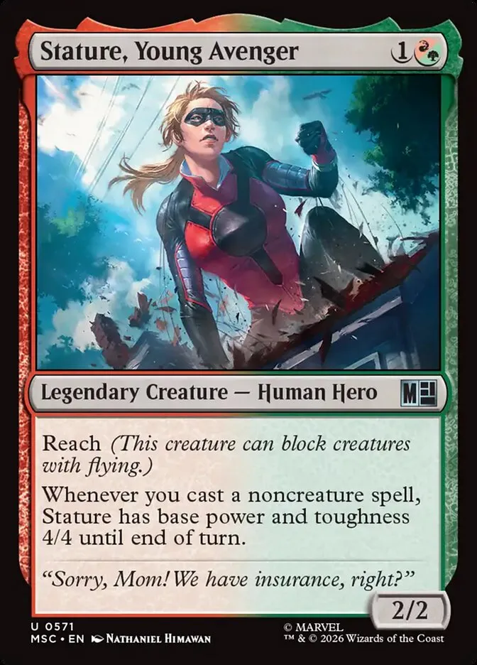2026 Marvel Super Heroes Commander Stature, Young Avenger #571 uncommon card image
