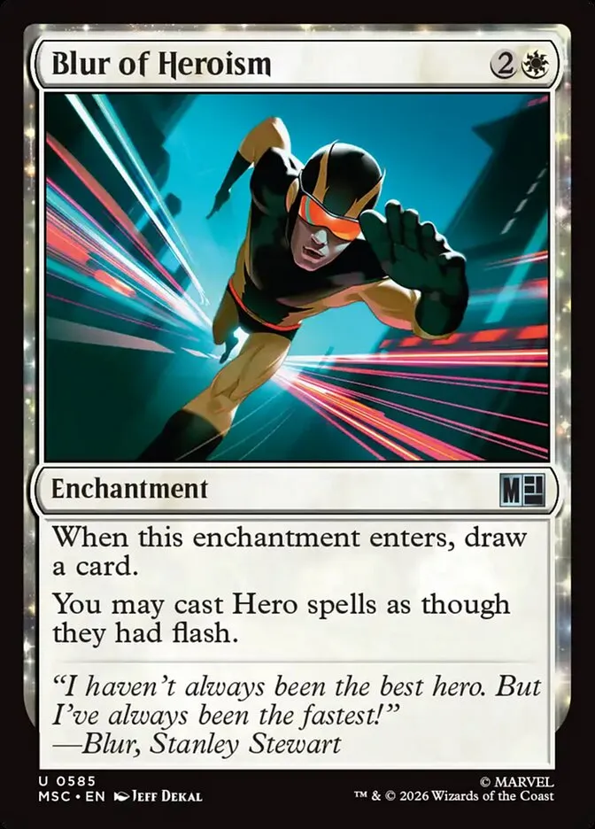 2026 Marvel Super Heroes Commander Blur of Heroism #585 uncommon card image