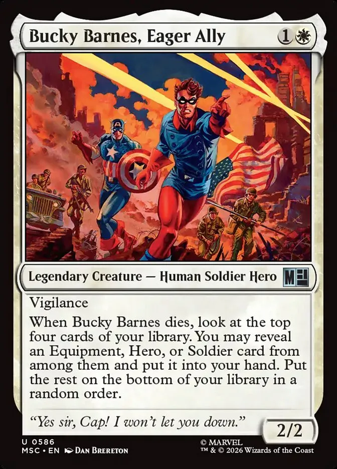 2026 Marvel Super Heroes Commander Bucky Barnes, Eager Ally #586 uncommon card image