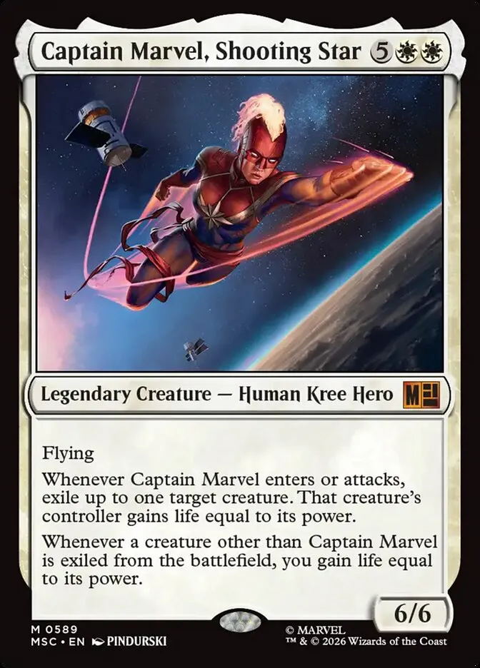 2026 Marvel Super Heroes Commander Captain Marvel, Shooting Star #589 mythic card image