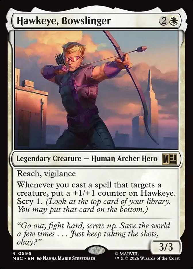 2026 Marvel Super Heroes Commander Hawkeye, Bowslinger #596 rare card image