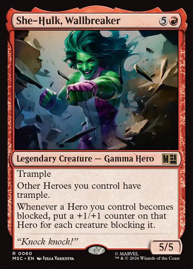 2026 Marvel Super Heroes Commander She-Hulk, Wallbreaker rare #60 rare card image