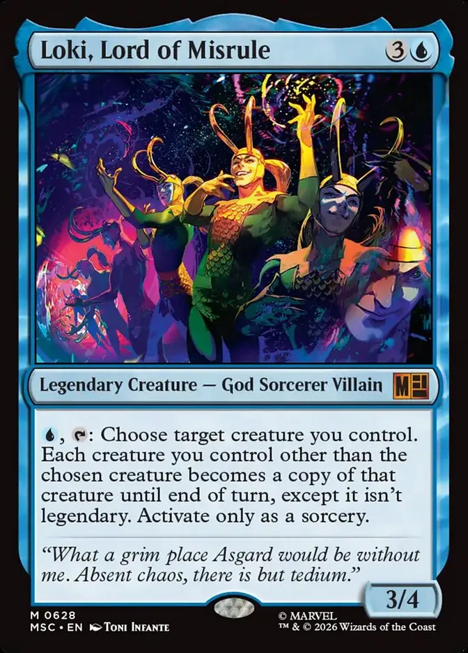 2026 Marvel Super Heroes Commander Loki, Lord of Misrule #628 mythic card image