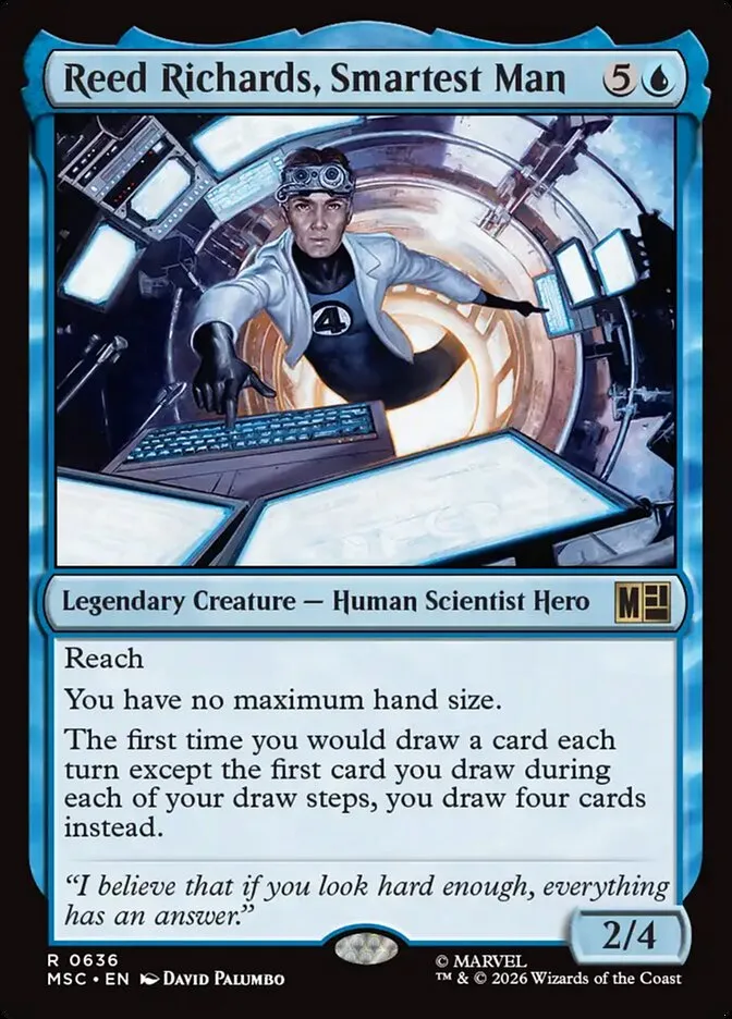 2026 Marvel Super Heroes Commander Reed Richards, Smartest Man #636 rare card image