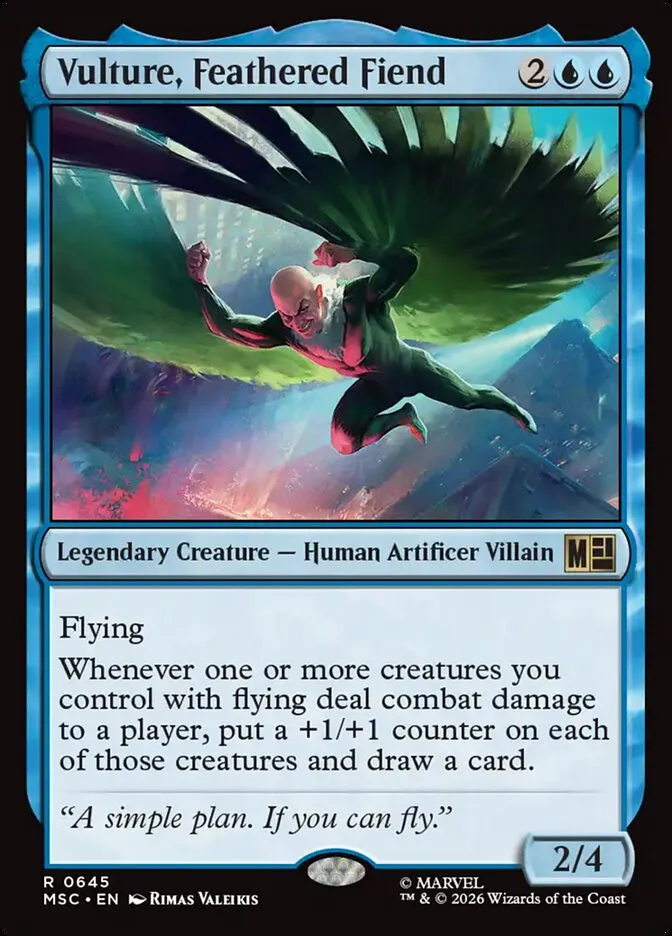 2026 Marvel Super Heroes Commander Vulture, Feathered Fiend #645 rare card image