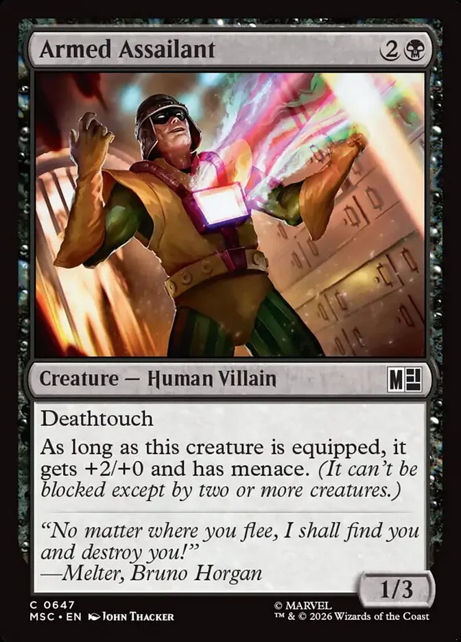 2026 Marvel Super Heroes Commander Armed Assailant common #647 common card image