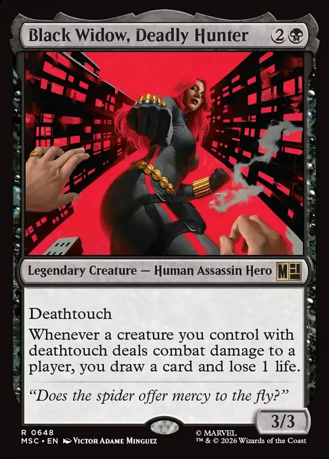 2026 Marvel Super Heroes Commander Black Widow, Deadly Hunter #648 rare card image