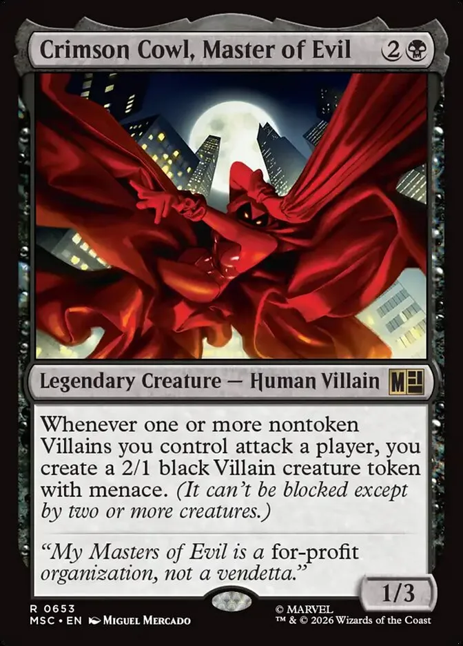2026 Marvel Super Heroes Commander Crimson Cowl, Master of Evil #653 rare card image