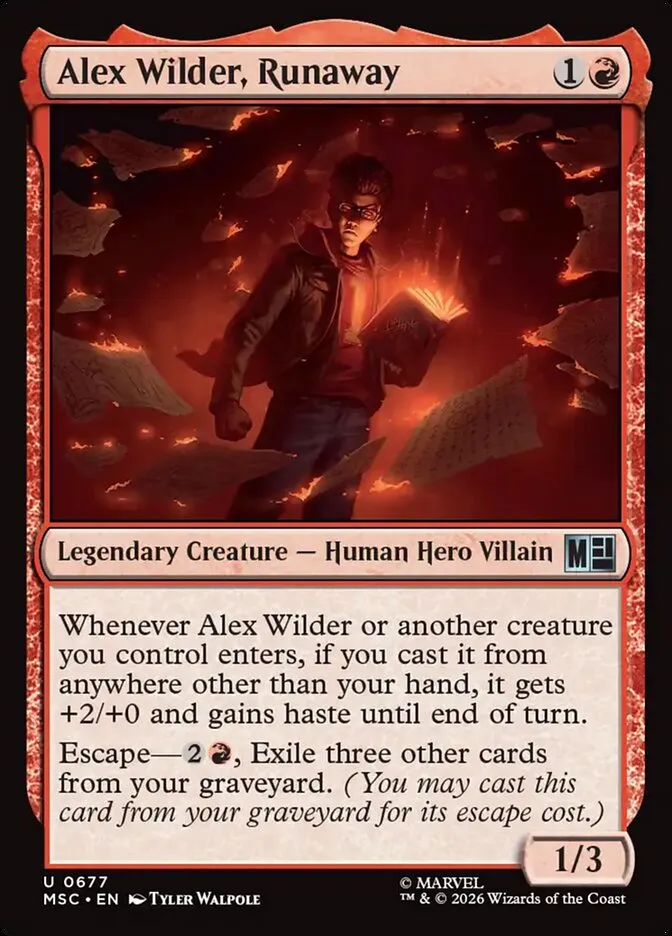 2026 Marvel Super Heroes Commander Alex Wilder, Runaway #677 uncommon card image