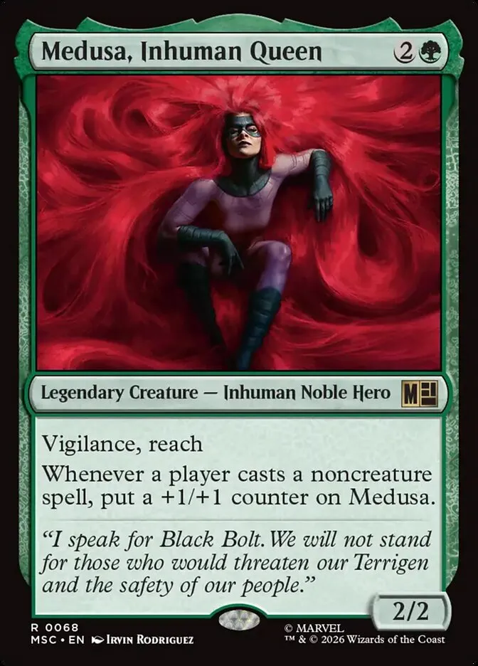 2026 Marvel Super Heroes Commander Medusa, Inhuman Queen rare #68 rare card image