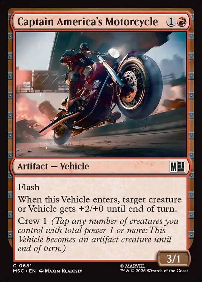 2026 Marvel Super Heroes Commander Captain America's Motorcycle common #681 common card image