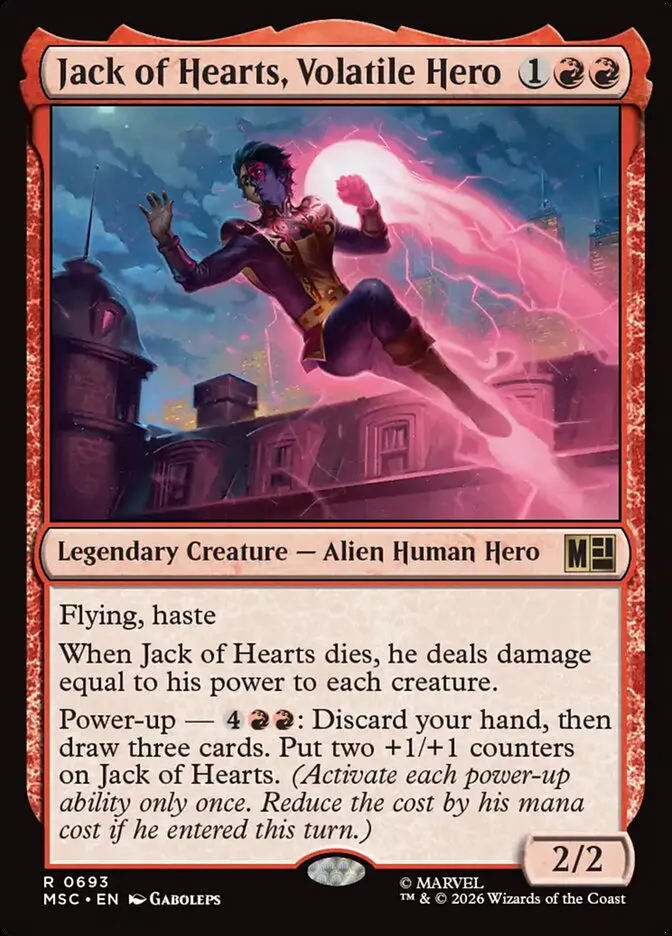 2026 Marvel Super Heroes Commander Jack of Hearts, Volatile Hero #693 rare card image