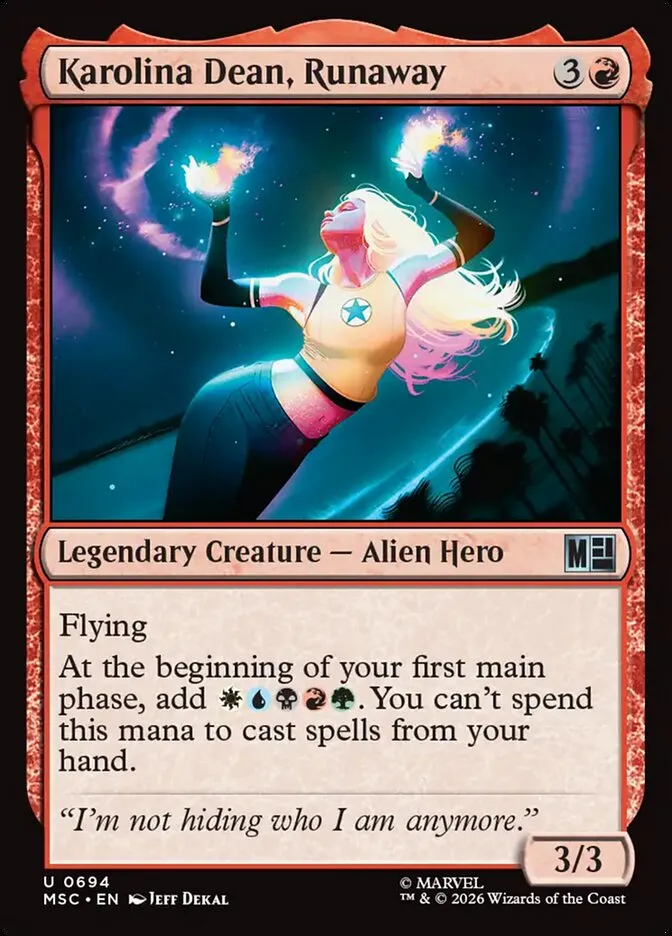 2026 Marvel Super Heroes Commander Karolina Dean, Runaway #694 uncommon card image