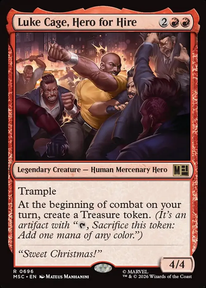 2026 Marvel Super Heroes Commander Luke Cage, Hero for Hire #696 rare card image