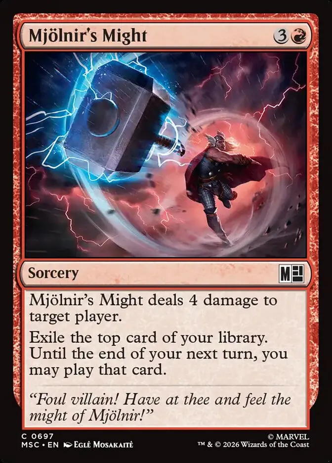 2026 Marvel Super Heroes Commander Mjölnir's Might common #697 common card image
