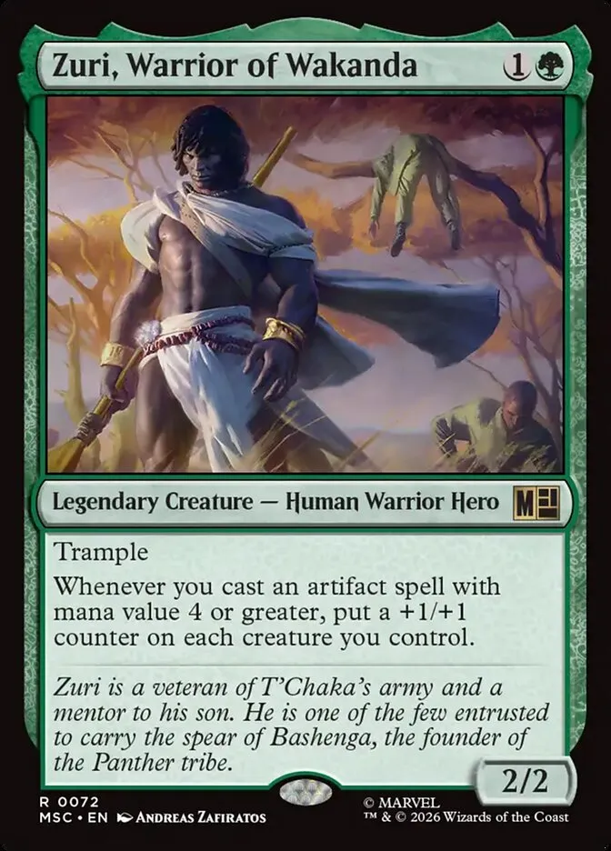 2026 Marvel Super Heroes Commander Zuri, Warrior of Wakanda rare #72 rare card image