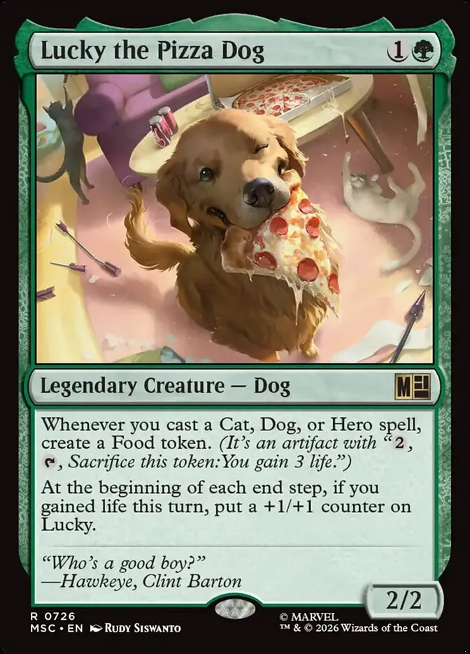 2026 Marvel Super Heroes Commander Lucky the Pizza Dog #726 rare card image
