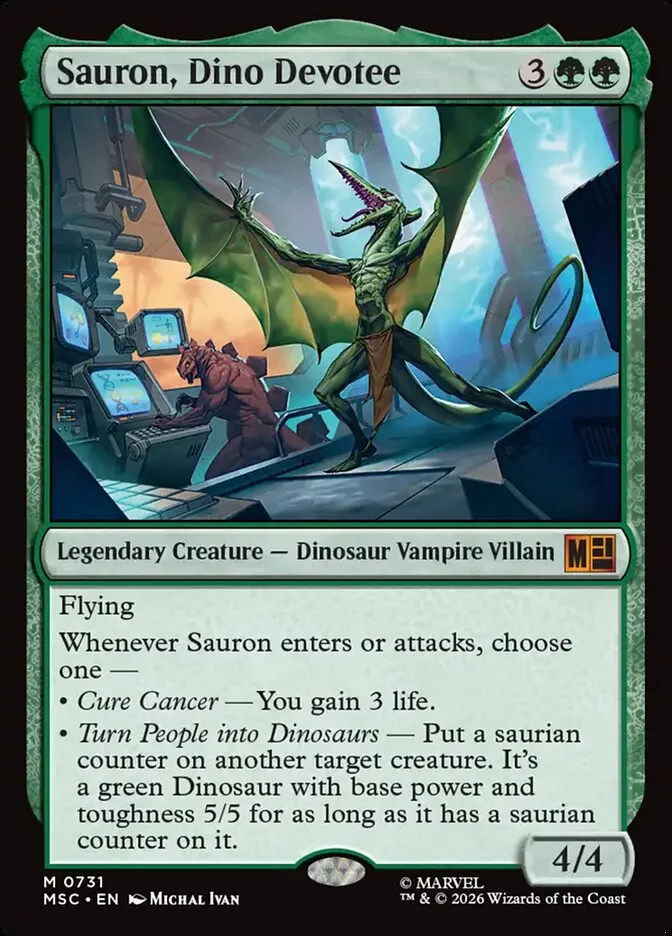 2026 Marvel Super Heroes Commander Sauron, Dino Devotee mythic #731 mythic card image