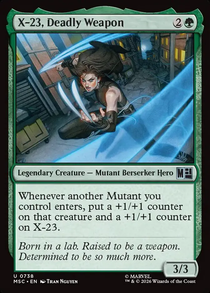 2026 Marvel Super Heroes Commander X-23, Deadly Weapon #738 uncommon card image