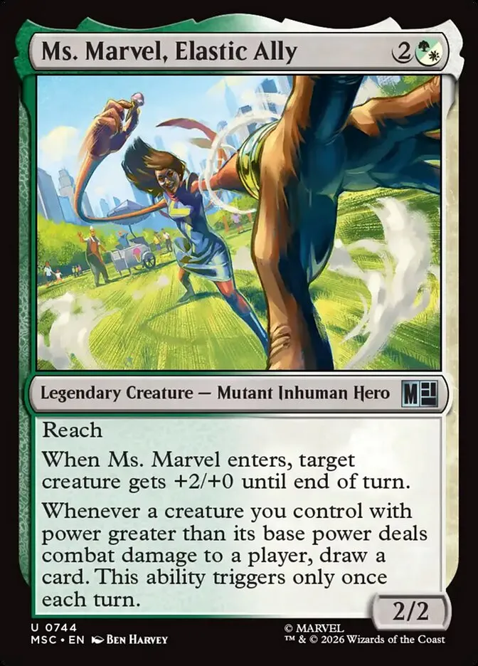2026 Marvel Super Heroes Commander Ms. Marvel, Elastic Ally uncommon #744 uncommon card image