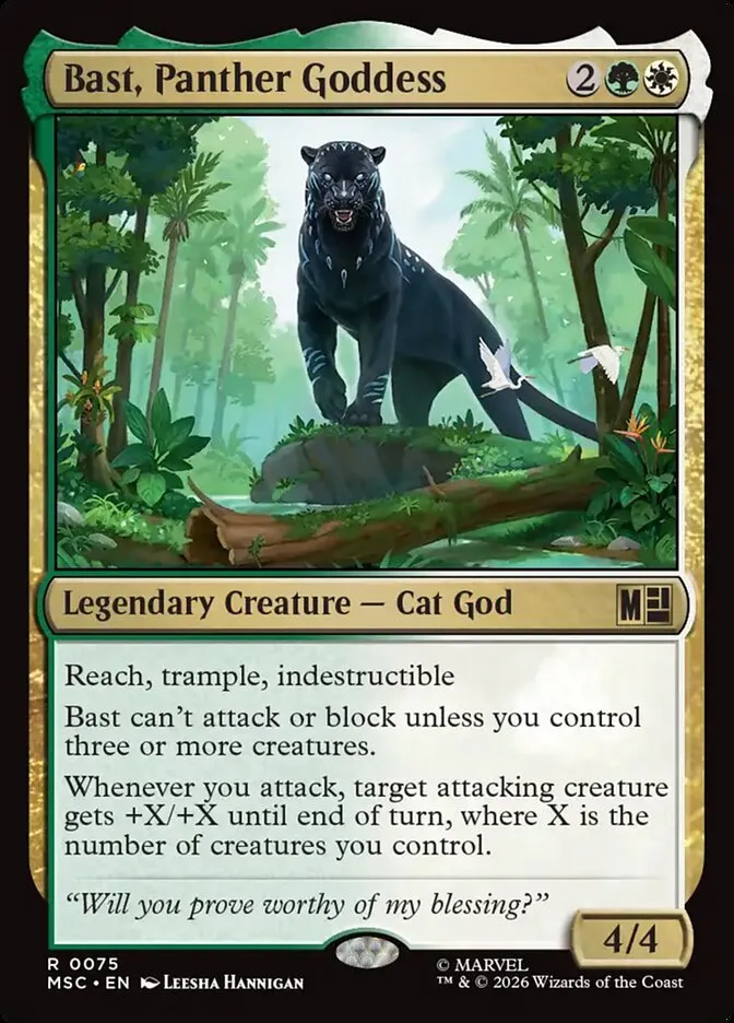 2026 Marvel Super Heroes Commander Bast, Panther Goddess rare #75 rare card image