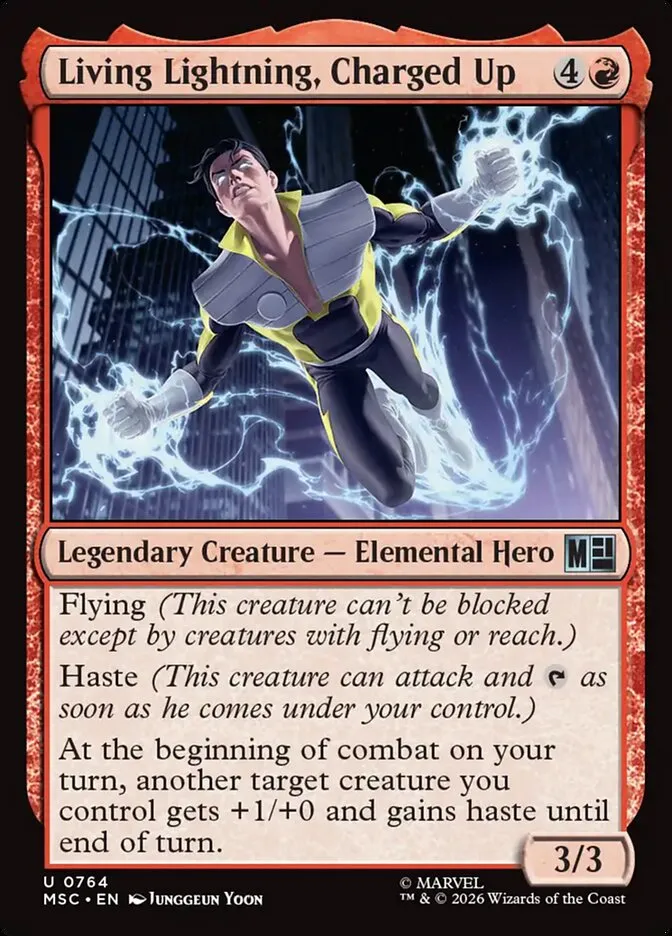 2026 Marvel Super Heroes Commander Living Lightning, Charged Up #764 uncommon card image