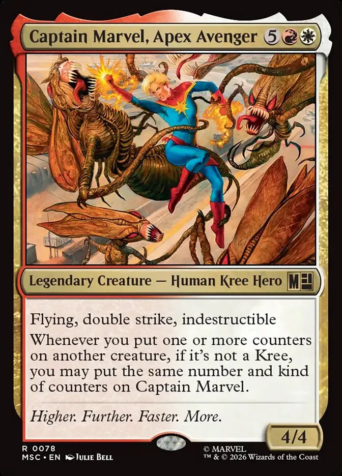 2026 Marvel Super Heroes Commander Captain Marvel, Apex Avenger rare #78 rare card image