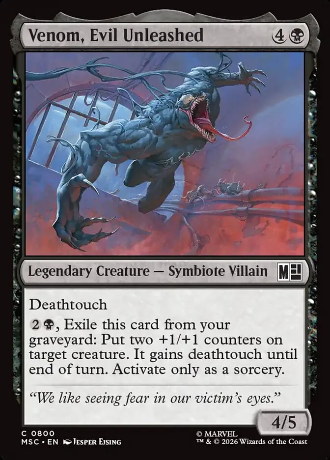 2026 Marvel Super Heroes Commander Venom, Evil Unleashed common #800 common card image