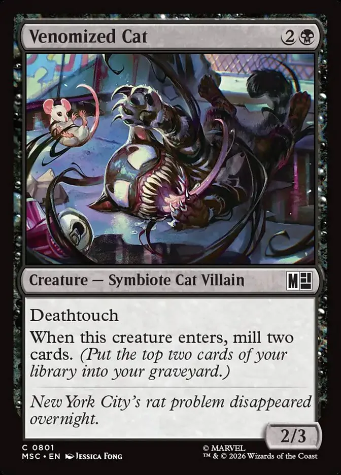 2026 Marvel Super Heroes Commander Venomized Cat common #801 common card image