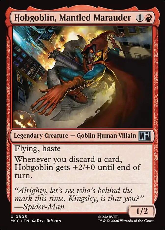 2026 Marvel Super Heroes Commander Hobgoblin, Mantled Marauder #805 uncommon card image