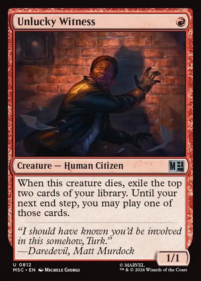 2026 Marvel Super Heroes Commander Unlucky Witness #812 uncommon card image