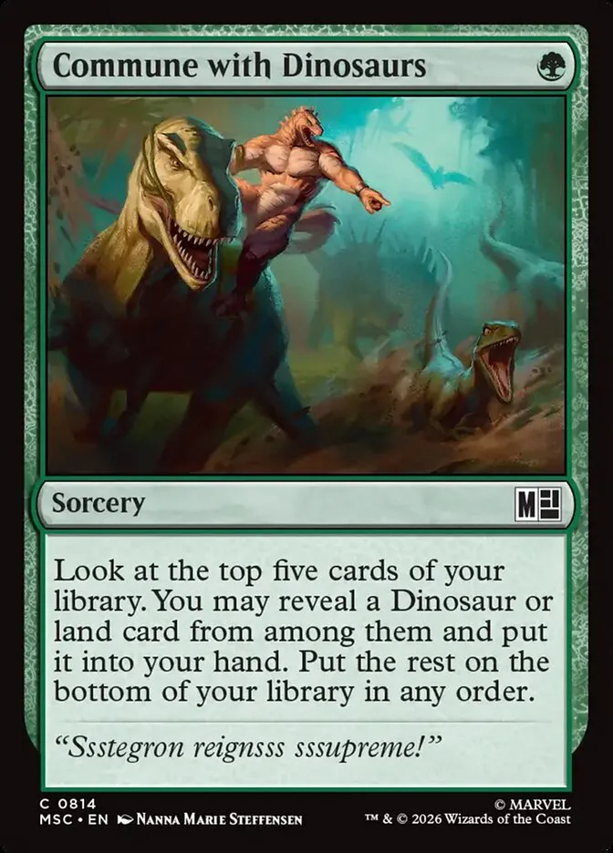 2026 Marvel Super Heroes Commander Commune with Dinosaurs common #814 common card image