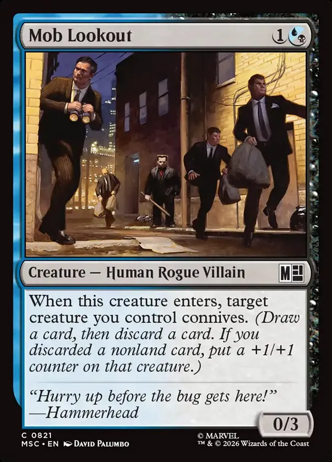 2026 Marvel Super Heroes Commander Mob Lookout common #821 common card image