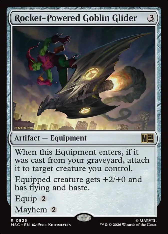 2026 Marvel Super Heroes Commander Rocket-Powered Goblin Glider rare #825 rare card image