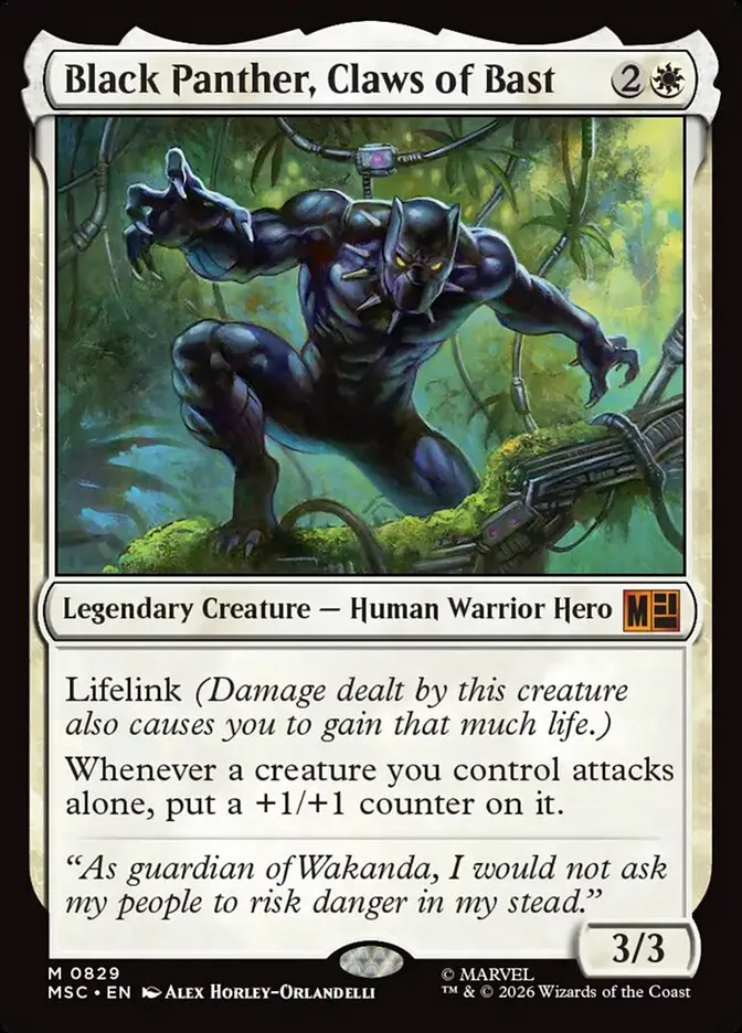 2026 Marvel Super Heroes Commander Black Panther, Claws of Bast mythic #829 mythic card image