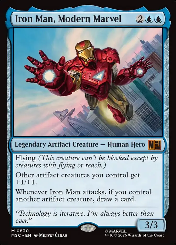 2026 Marvel Super Heroes Commander Iron Man, Modern Marvel mythic #830 mythic card image