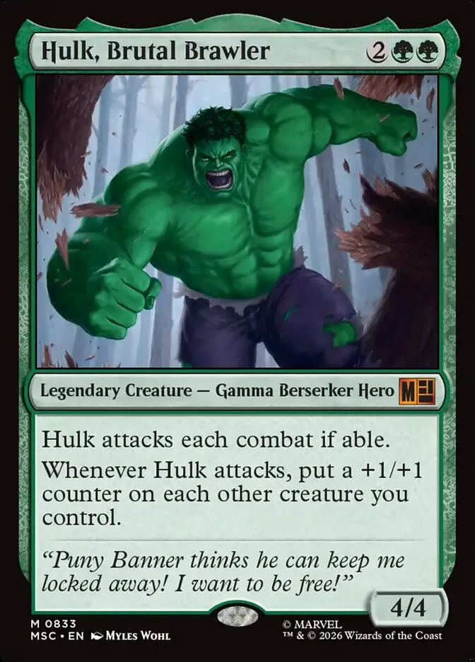 2026 Marvel Super Heroes Commander Hulk, Brutal Brawler mythic #833 mythic card image