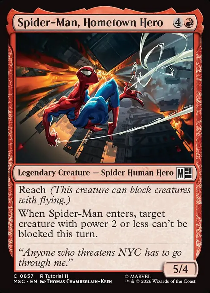 2026 Marvel Super Heroes Commander Spider-Man, Hometown Hero common #857 common card image